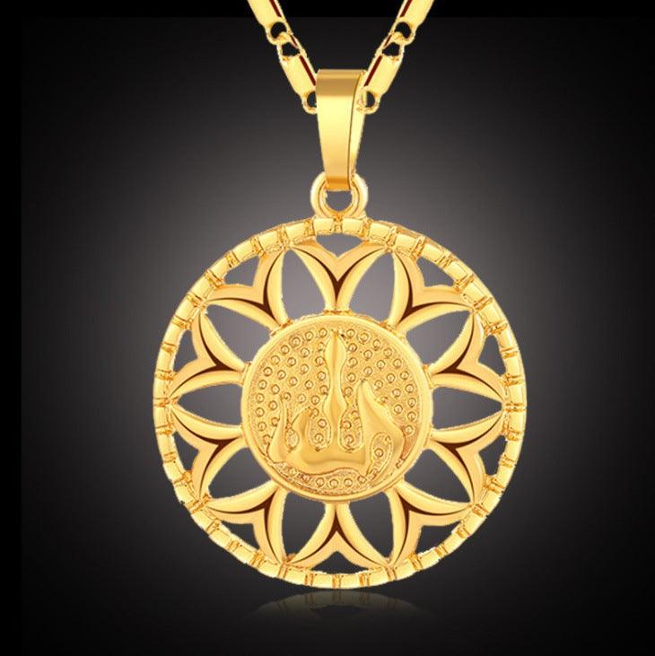 Adorn yourself with our fashionable sunflower necklace, a stylish jewelry piece crafted for both men and women.