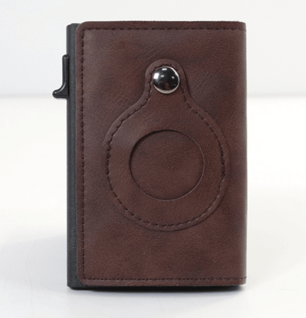AirTag Wallet - Anti-Theft Bullet Card Bag and Multi-Functional RFID Card Holder, designed as a men's slim leather wallet for AirTag.