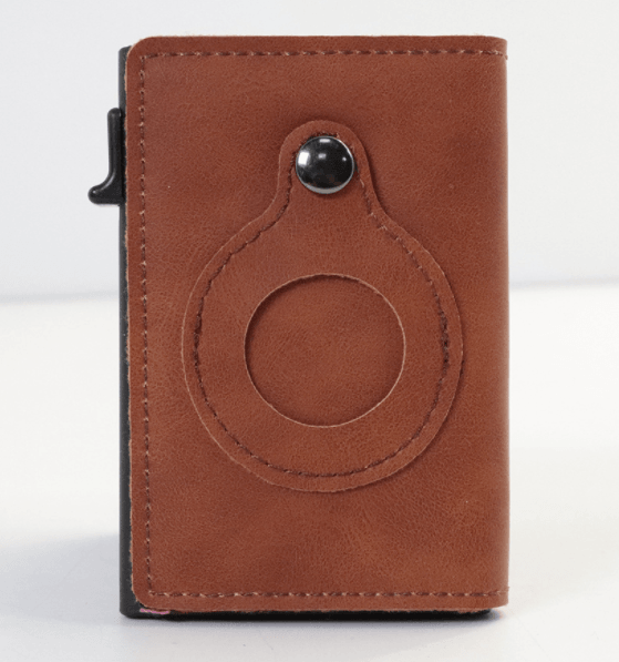 AirTag Wallet - Anti-Theft Bullet Card Bag and Multi-Functional RFID Card Holder, designed as a men's slim leather wallet for AirTag.