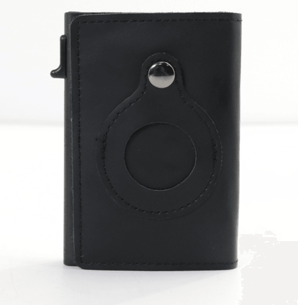 AirTag Wallet - Anti-Theft Bullet Card Bag and Multi-Functional RFID Card Holder, designed as a men's slim leather wallet for AirTag.