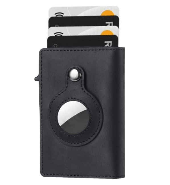AirTag Wallet - Anti-Theft Bullet Card Bag and Multi-Functional RFID Card Holder, designed as a men's slim leather wallet for AirTag.