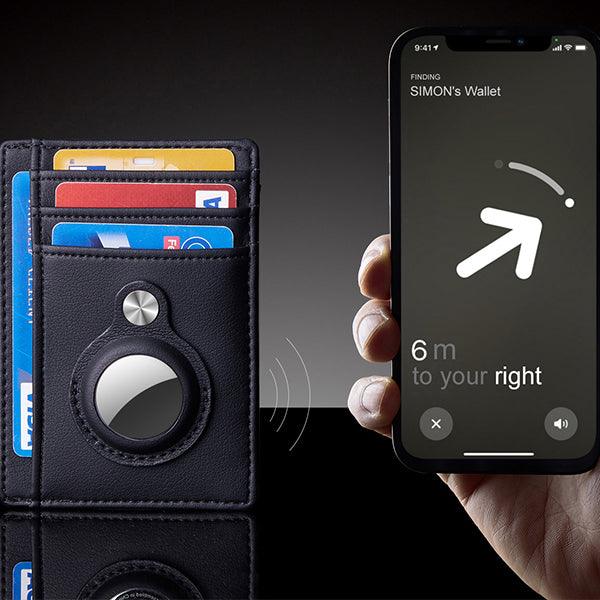 AirTag Wallet - Anti-Theft Bullet Card Bag and Multi-Functional RFID Card Holder, designed as a men's slim leather wallet for AirTag.