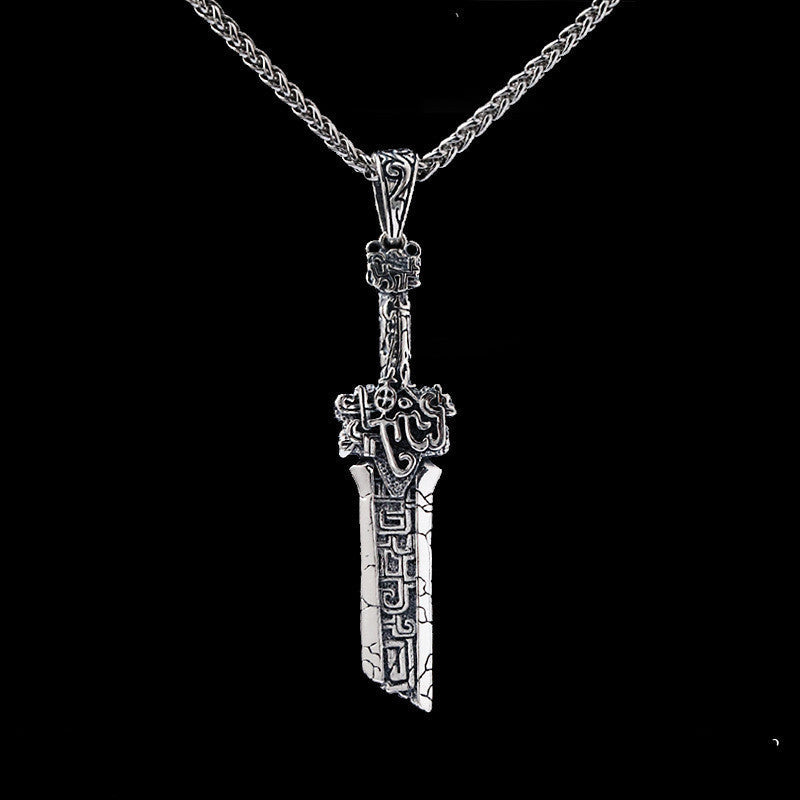 Ancient Sword Necklace Trendy Men Fashion Thai Silver Pendant Personality Silver Jewelry