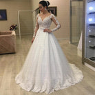 Applique Long Sleeve Wedding Dress Bridal Gown