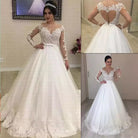 Applique Long Sleeve Wedding Dress Bridal Gown