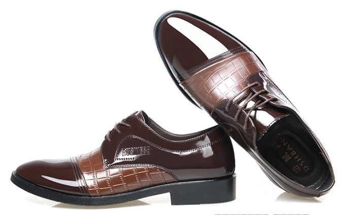 Autumn's patterned men's pointed business dress shoes in leather—a sophisticated choice for men's footwear.