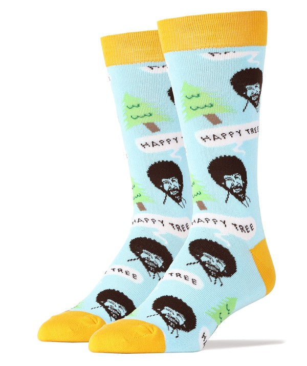 Bob Ross Happy Tree - Men's Crew Funny Socks