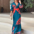 Bohemian Dress: Fashion Printed Long Sleeve Dress, versatile design.