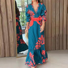 Bohemian Dress: Fashion Printed Long Sleeve Dress, versatile design.