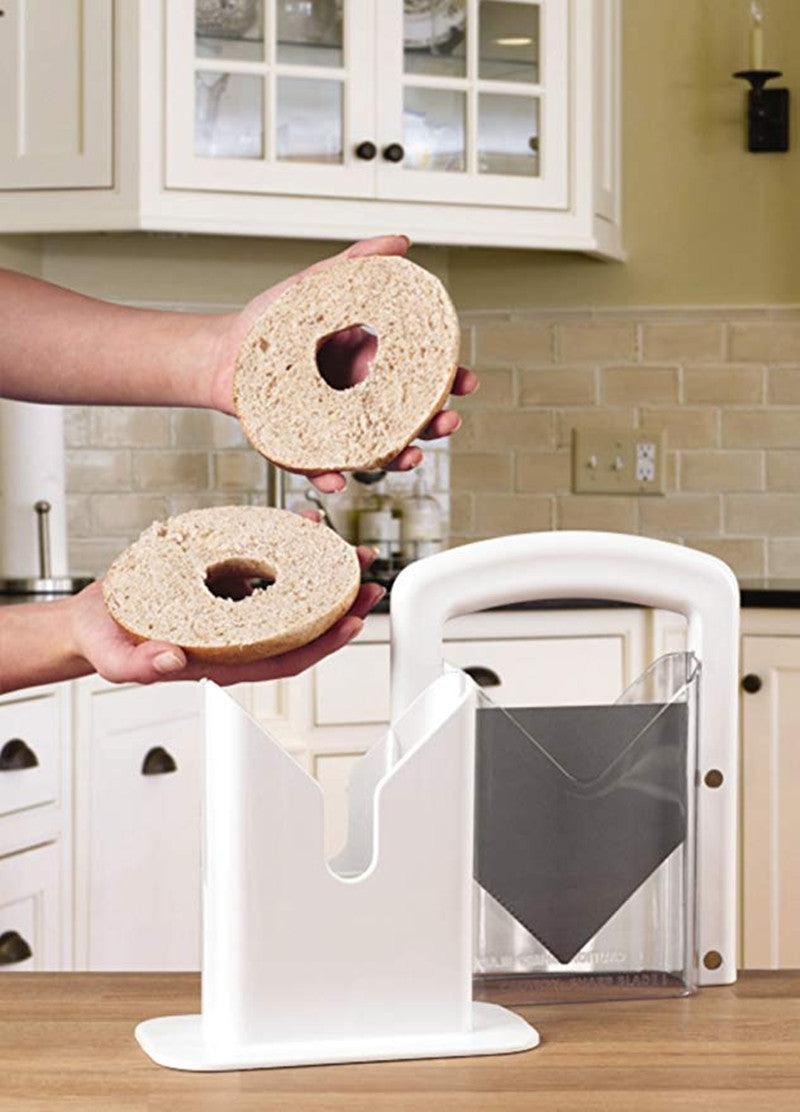 "Bread Slicer: Bagel Cutter, Dog Head Guillotine, Kitchen Gadget."