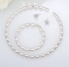 Bridal bridal accessories 8MM handmade pearls, Rhinestone necklaces, necklaces, bracelets, earrings, three sets of suits