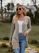 Brushed pitted solid color long-sleeved ladies cardigan