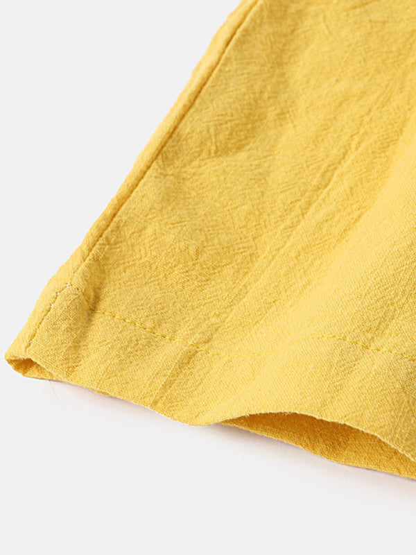 Casual Pants Men's Cotton Linen Beach Pants Korean Style Solid Color Linen Pants