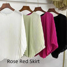 Chiffon Shirt: Female Bat Sleeve Pleated Chiffon Shirt.