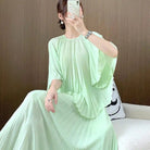 Chiffon Shirt: Female Bat Sleeve Pleated Chiffon Shirt.