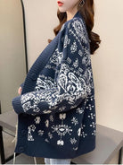 Christmas deer head snowflake jacquard pullover knitted cardigan