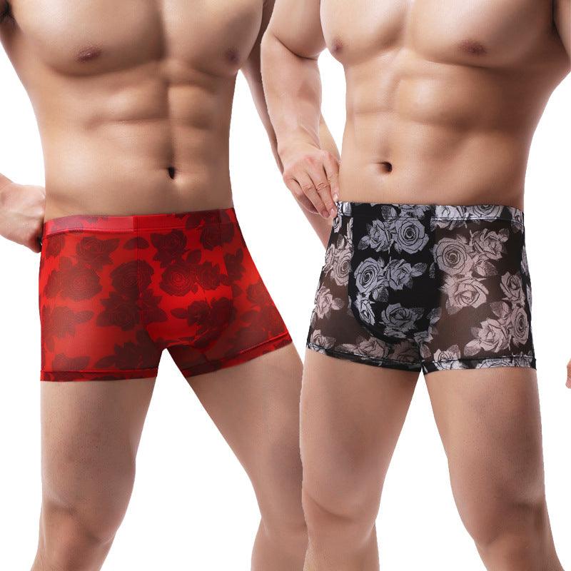 Comfort and style come together in our Men's Underwear Mesh Boxer Rose Printed Boxers.