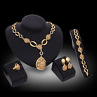 Complete your look with our four-piece Jewelry Fashion Set, featuring a necklace, earrings, bracelet, and ring.