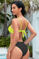 Contrast Tie Back Bikini Set