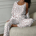 Cotton Home Wear Crepe Printed Suspender Trousers Full Floor Printed Bathrobe Women's Pajama Suit Casual Breathable Comfortable