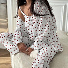 Cotton Home Wear Crepe Printed Suspender Trousers Full Floor Printed Bathrobe Women's Pajama Suit Casual Breathable Comfortable