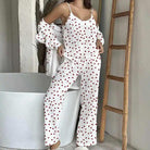 Cotton Home Wear Crepe Printed Suspender Trousers Full Floor Printed Bathrobe Women's Pajama Suit Casual Breathable Comfortable