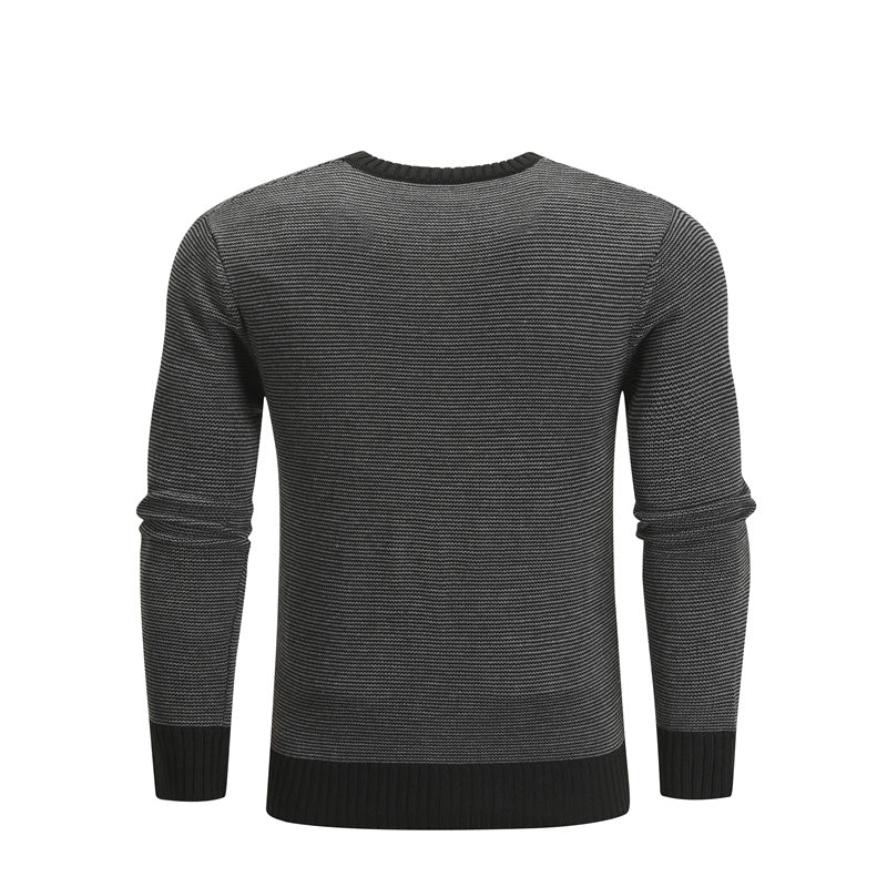 Cotton Spliced Pullovers Sweater Men Casual Warm O-neck Mens Knitted Sweater Winter Fashion Sweaters