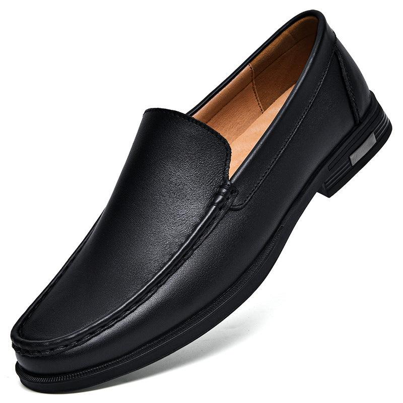 Cowhide Loafers Men's British Business Dress Slip-on Hollowed-out Breathable Leather Shoes.