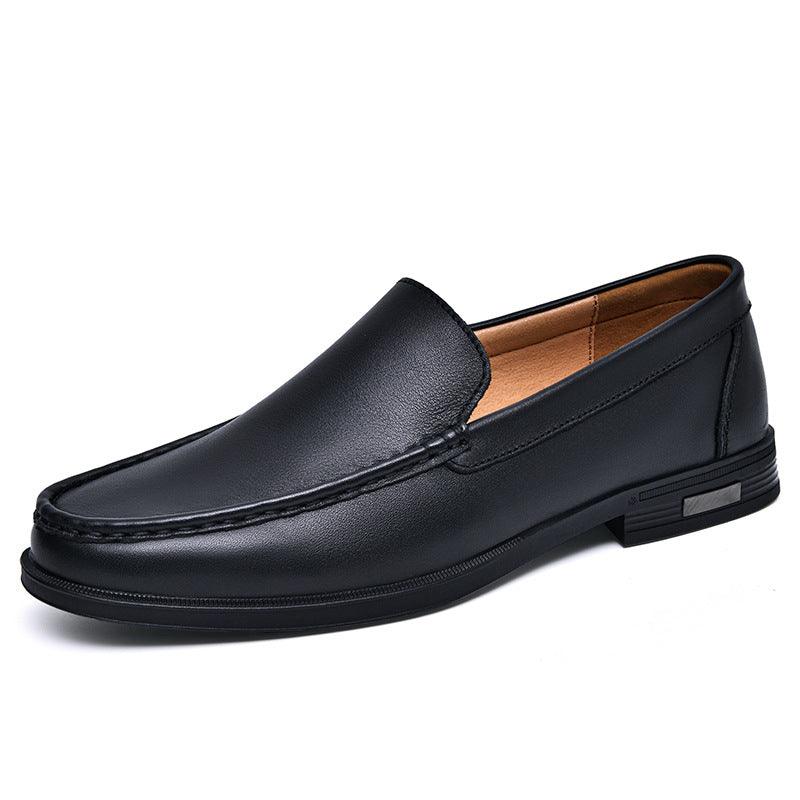 Cowhide Loafers Men's British Business Dress Slip-on Hollowed-out Breathable Leather Shoes.