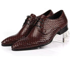 Cowhide Woven Business Formal Pointed Toe Shoes, expertly designed for breathable elegance in every step.