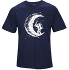 Digging The Moon Print Casual Mens O-neck T Shirts Fashion Men's Tops Men T-shirt Short Sleeve Men Tshirt