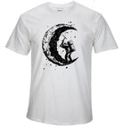 Digging The Moon Print Casual Mens O-neck T Shirts Fashion Men's Tops Men T-shirt Short Sleeve Men Tshirt