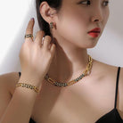 Discover chic elegance with our New Korean Style Diamond Earring Necklace Set.