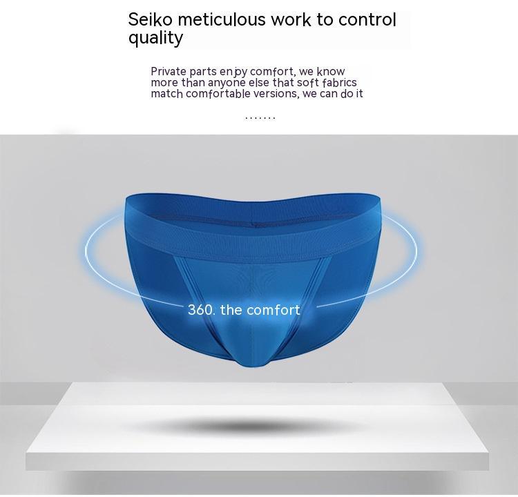 Discover the seamless comfort and sensuality of our Low Waist Sexy Ice Silk Solid Color Underwear for Men.