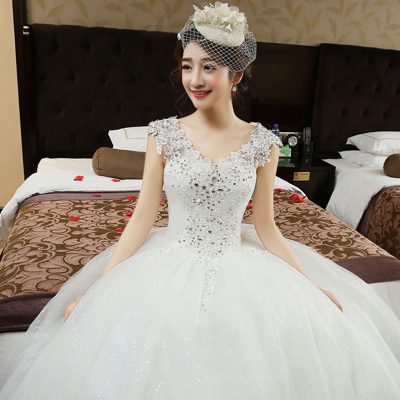 Double shoulder bridal dress