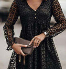 Dress: Enhance Your Style with Long Sleeve Lace Stitching Womens Dress