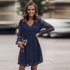 Dress: Enhance Your Style with Long Sleeve Lace Stitching Womens Dress