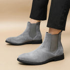 Elevate Your Style: Plus Size High-top Pointed Leather Shoes, Exuding British Elegance with Pointed Chelsea Boots.