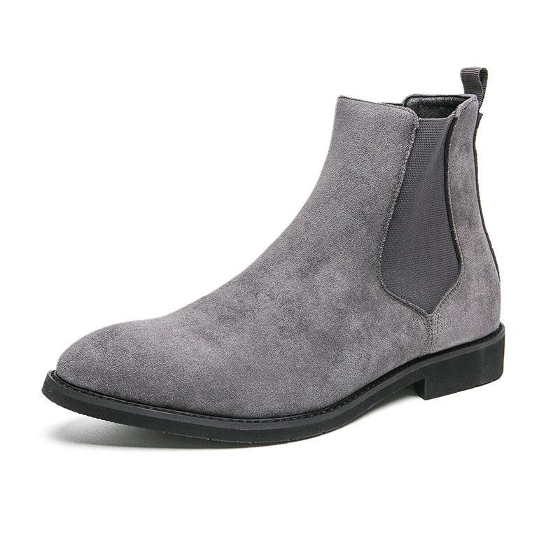 Elevate Your Style: Plus Size High-top Pointed Leather Shoes, Exuding British Elegance with Pointed Chelsea Boots.