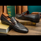 Elevate Your Wardrobe: Luxurious Men's Cowhide Snake Pattern Business Casual Shoes, Exuding Opulence and Refinement.