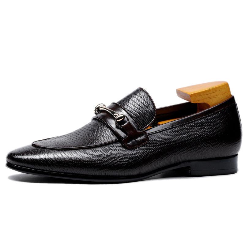 Elevate Your Wardrobe: Luxurious Men's Cowhide Snake Pattern Business Casual Shoes, Exuding Opulence and Refinement.