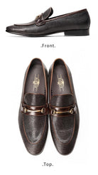 Elevate Your Wardrobe: Luxurious Men's Cowhide Snake Pattern Business Casual Shoes, Exuding Opulence and Refinement.