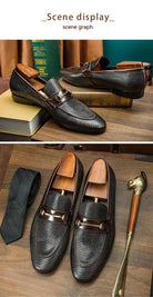 Elevate Your Wardrobe: Luxurious Men's Cowhide Snake Pattern Business Casual Shoes, Exuding Opulence and Refinement.