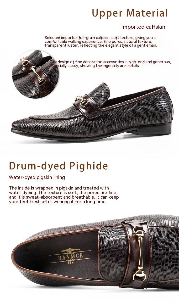 Elevate Your Wardrobe: Luxurious Men's Cowhide Snake Pattern Business Casual Shoes, Exuding Opulence and Refinement.