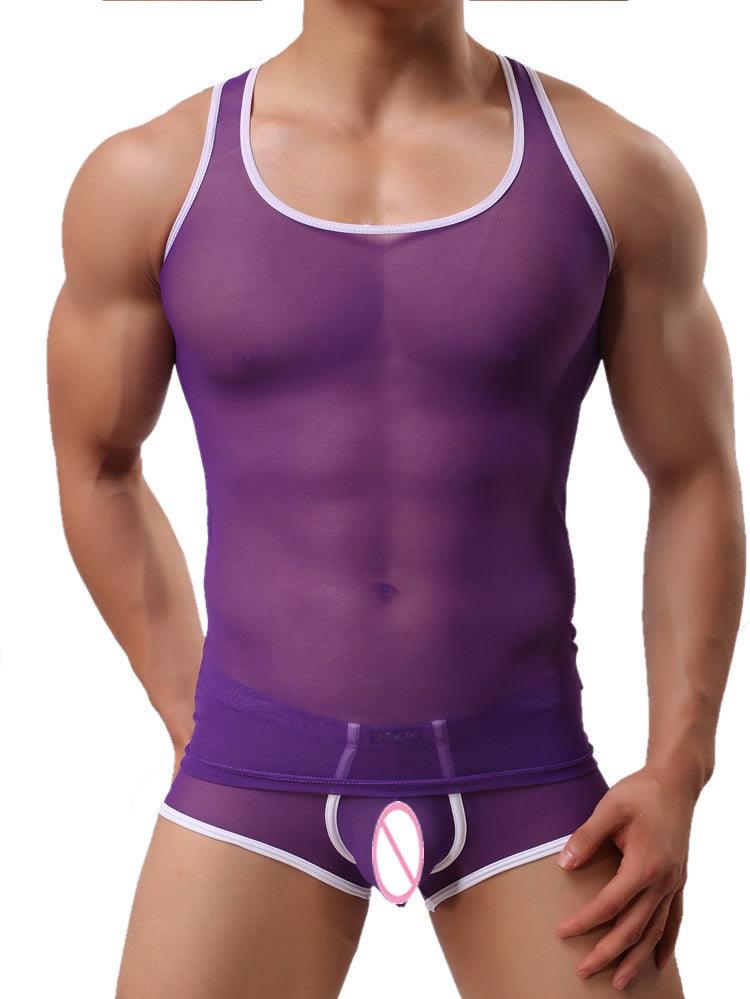 Elevate your style with our American Men's Erotic Underwear Mesh Vest.