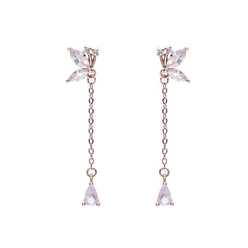 Elevate your style with our S925 Butterfly Zircon Tassel Earrings – a blend of elegance and sophistication for the modern woman.