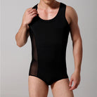 Elevate your style with our fashionable men's ice silk mesh bodysuit. This sleek and transparent design offers both comfort and confidence.