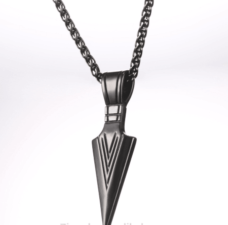 Elevate your style with our stainless steel spear necklace, a modern accessory for men with included chain.