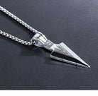 Elevate your style with our stainless steel spear necklace, a modern accessory for men with included chain.