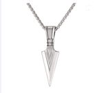 Elevate your style with our stainless steel spear necklace, a modern accessory for men with included chain.